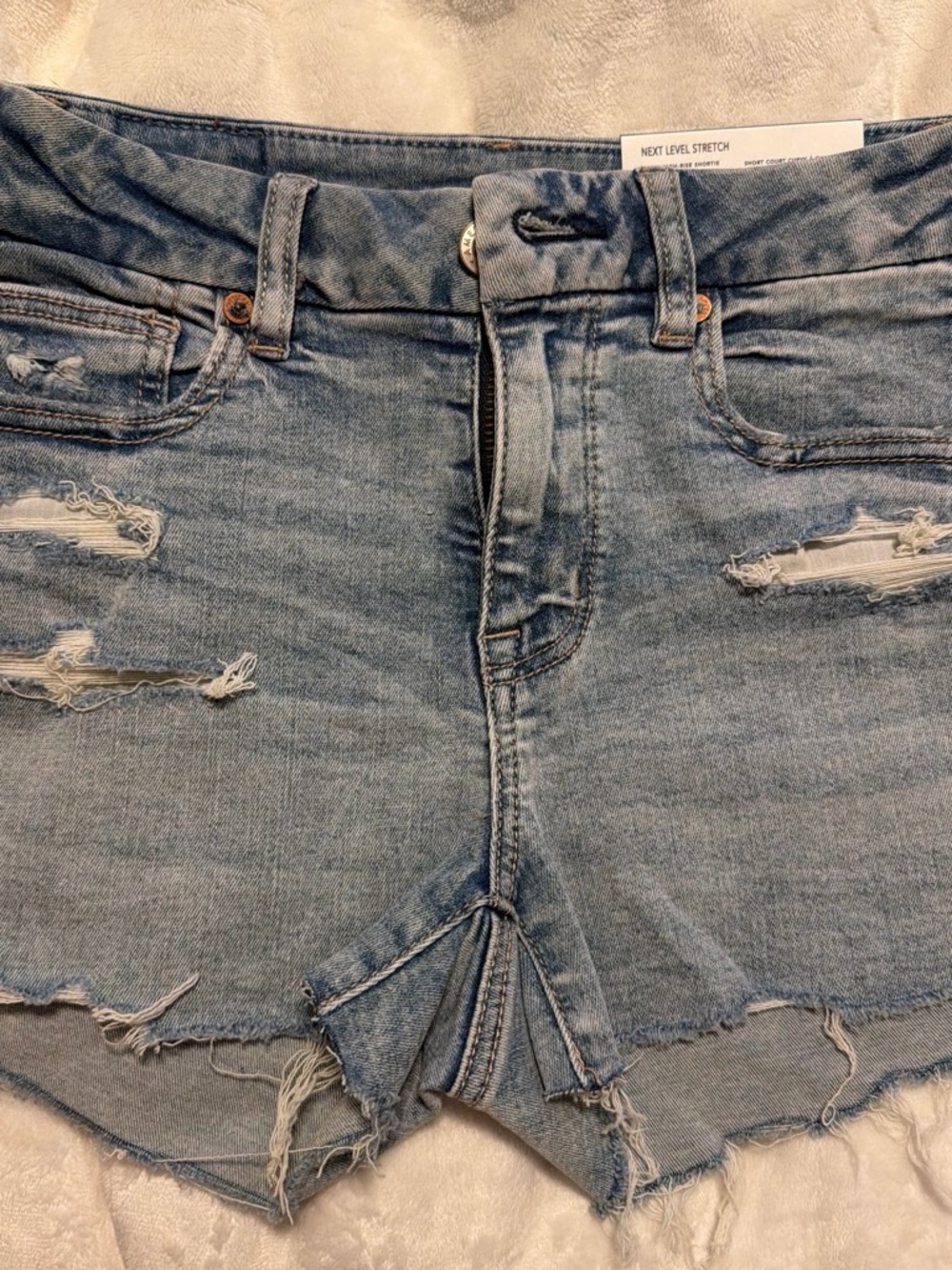 American Eagle Outfitters Light Blue Distressed Denim Shorts